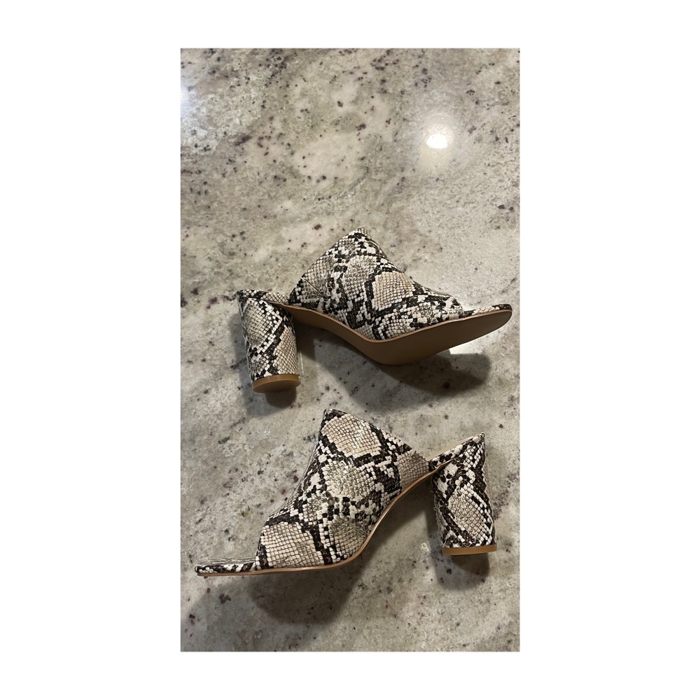 Snakeskin block heels